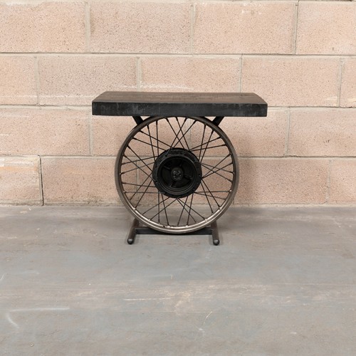 1 EDGE 024 Wheel Side Table - Black & Antique Silver