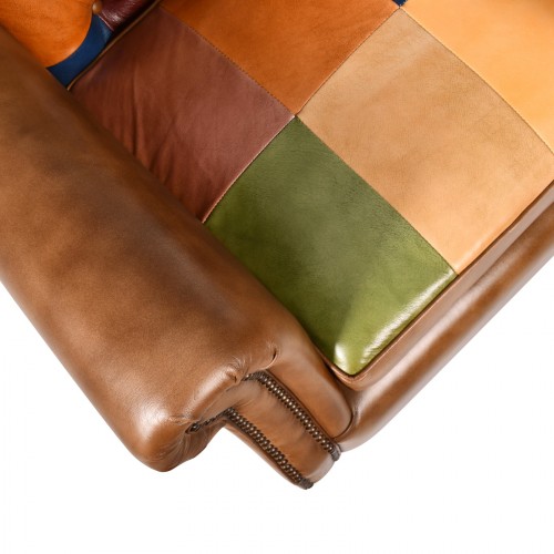 Patchwork Leather and Tweed chair Chair
