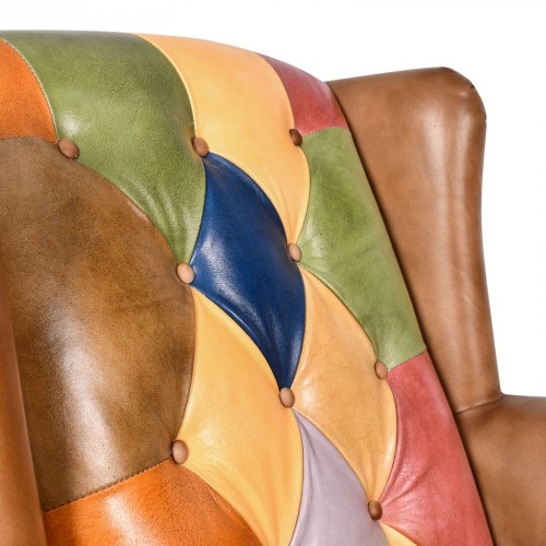 Patchwork Leather and Tweed chair Chair