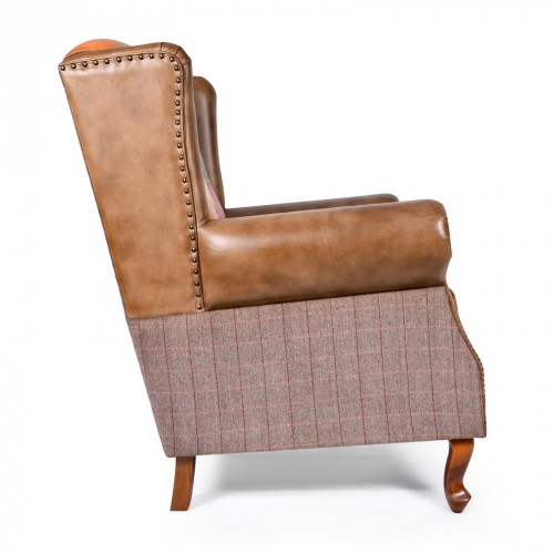 Patchwork Leather and Tweed chair Chair