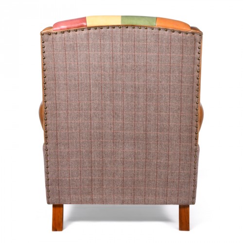 Patchwork Leather and Tweed chair Chair