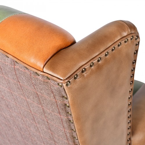 Patchwork Leather and Tweed chair Chair