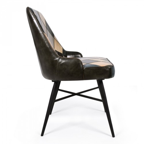 patchwork leather dining chair - grey Grey Dining Chair