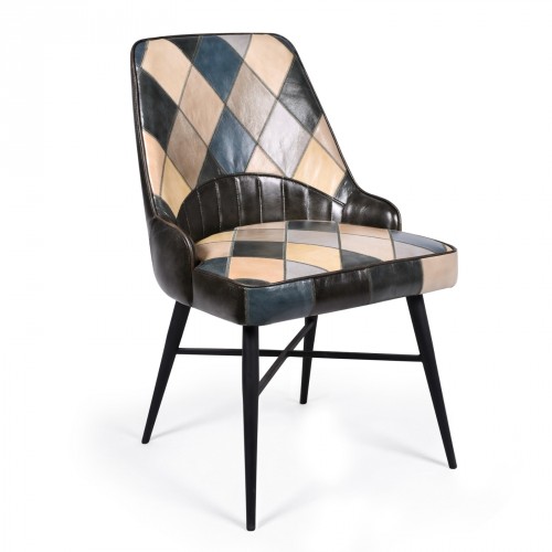 patchwork leather dining chair - grey Grey Dining Chair
