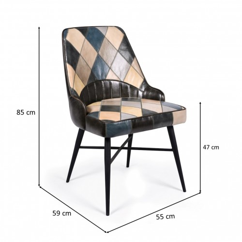 patchwork leather dining chair - grey Grey Dining Chair