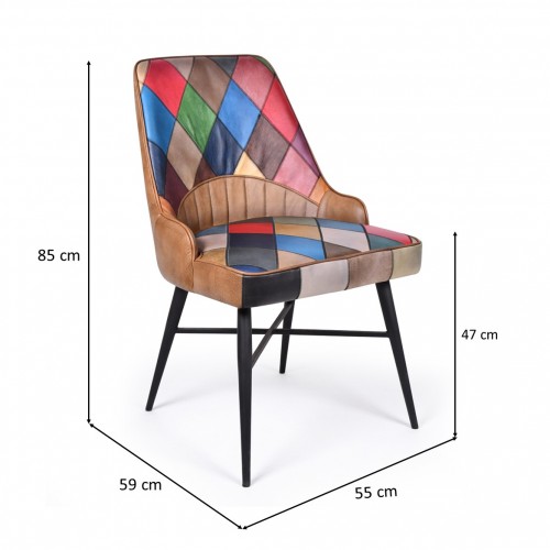 patchwork antiqued leather dining chair Dining Chair