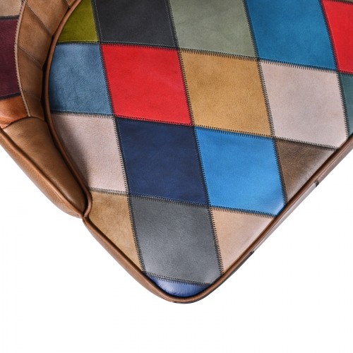 patchwork antiqued leather dining chair Dining Chair
