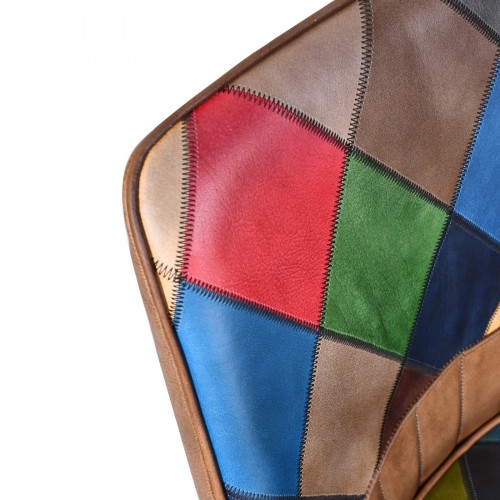 patchwork antiqued leather dining chair Dining Chair