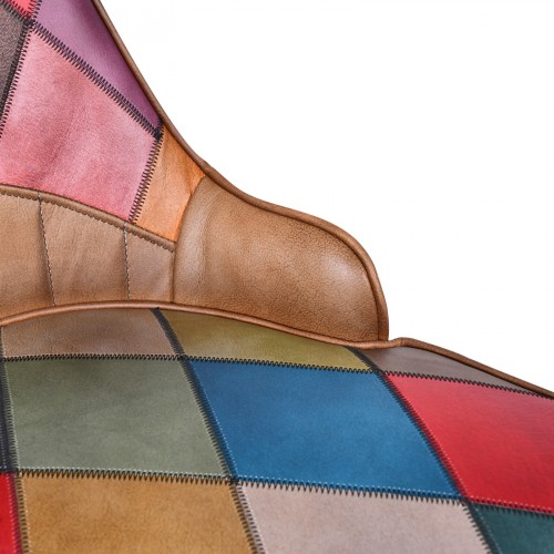 patchwork antiqued leather dining chair Dining Chair
