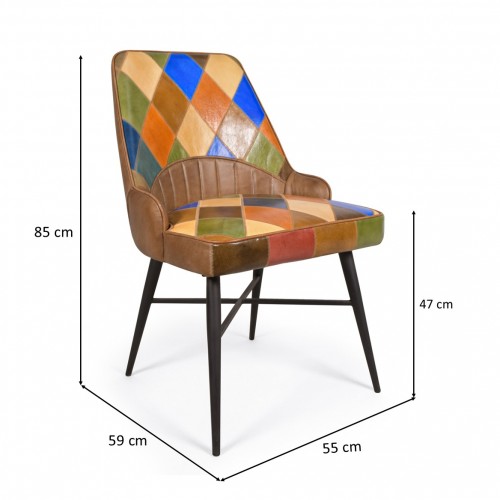 Bright patchwork leather dining chair Dinging Chair Brights