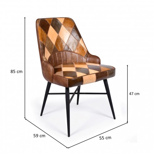 Dimensions for a brown leather patchwork dining chair Brown Dining Chair