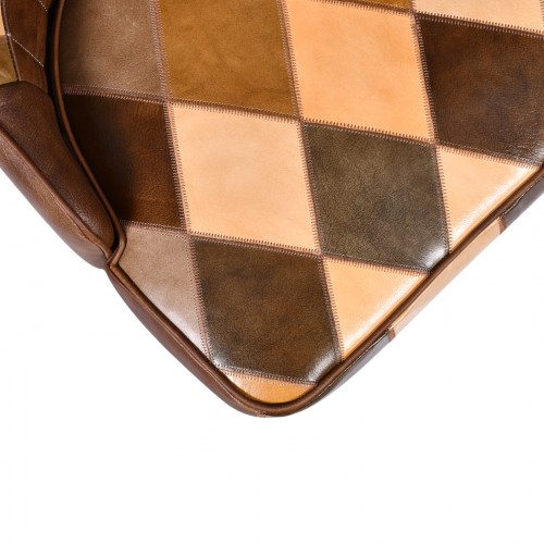 brown leather patchwork dining chair Brown Dining Chair