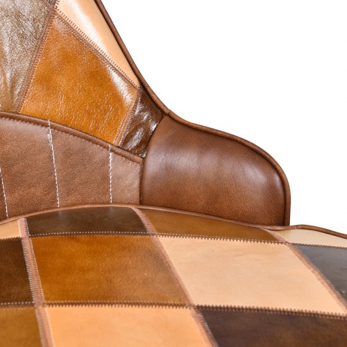 brown leather patchwork dining chair Brown Dining Chair