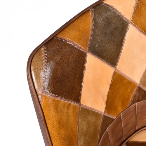 brown leather patchwork dining chair Brown Dining Chair